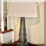 D021. Gray ceramic table lamp. 27”h - $125